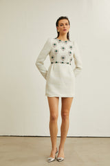 Pauline white tweed beadembellished mini dress
