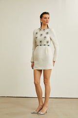 Pauline white tweed beadembellished mini dress