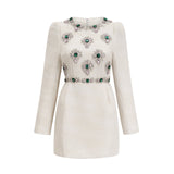 Pauline white tweed beadembellished mini dress