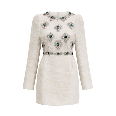 Pauline white tweed beadembellished mini dress
