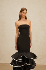 Pellegrina Maxi Dress - Black - Off - Shoulder - Ruffle - Mermaid Hem