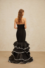 Pellegrina Maxi Dress - Black - Off - Shoulder - Ruffle - Mermaid Hem