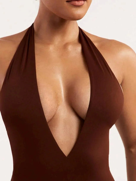 Penelope Bodysuit - High Stretch Knitted Fabric - Slim Fit - Neckline Halter - Sleeveless - Waist Line Natural (mid Waist) - Backless, Knot