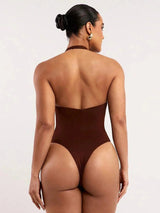 Penelope Bodysuit - High Stretch Knitted Fabric - Slim Fit - Neckline Halter - Sleeveless - Waist Line Natural (mid Waist) - Backless, Knot