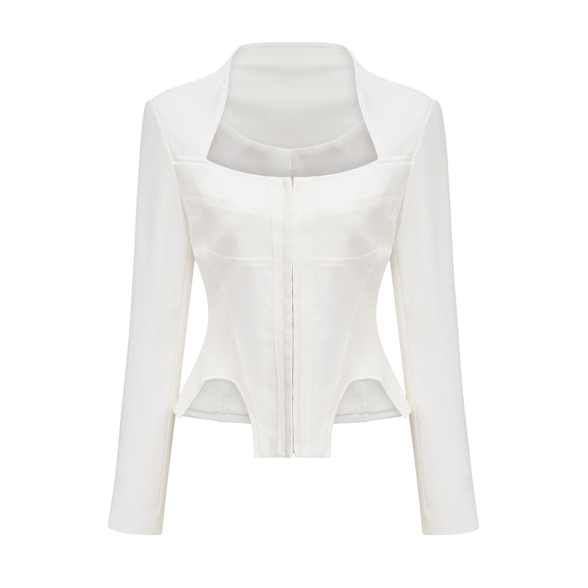 Penelope Corset Top White Square Neck Long Sleeve