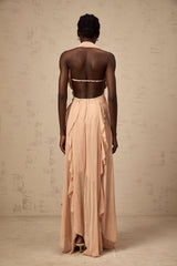 Penelope Maxi Dress in Vibrant Pink - Backless Halter Neck