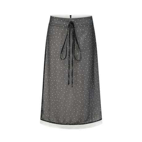 Penelope Skirt Tie Waisted Polka Dot Print & Color Blocked Midi