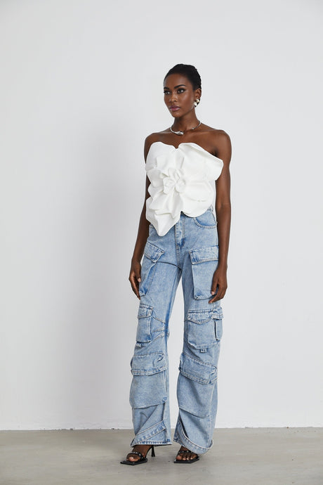 Pénélope white floral offshoulder top