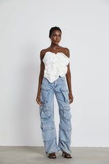 Pénélope white floral offshoulder top