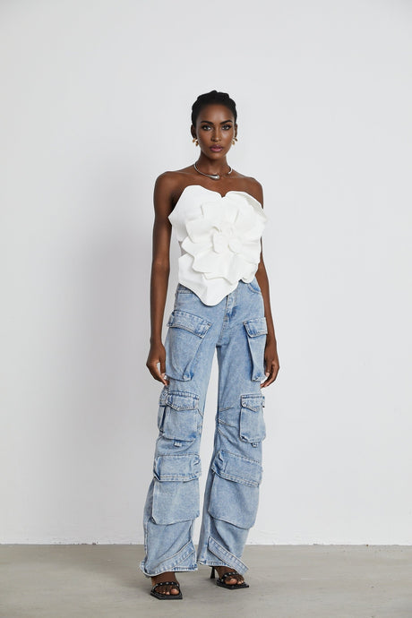 Pénélope white floral offshoulder top