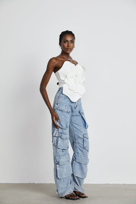 Pénélope white floral offshoulder top
