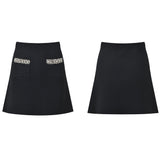 Perla Cropped Cardigan and A - Line Skirt Set - Crystal Collar - Hidden Button Closure