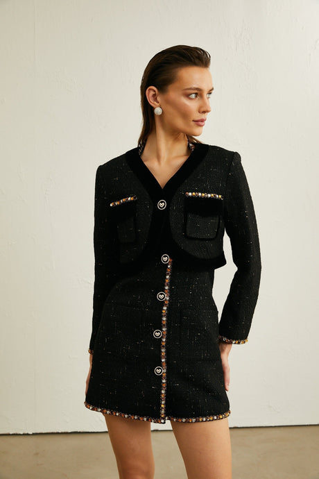Perlina Cardigan & Dress with Crystal Embellishment