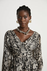 Perrine patternprint Vneck mini dress