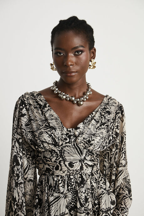 Perrine patternprint Vneck mini dress