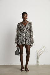Perrine patternprint Vneck mini dress