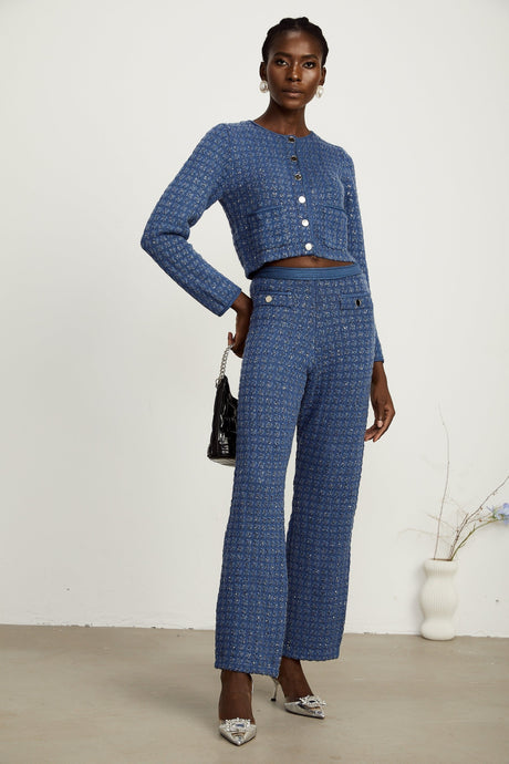 Peyton Jacket & Trousers Sequin Embellished Sapphire Blue