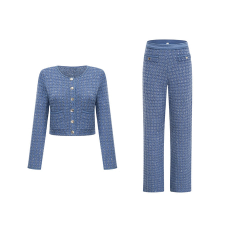 Peyton Jacket & Trousers Sequin Embellished Sapphire Blue