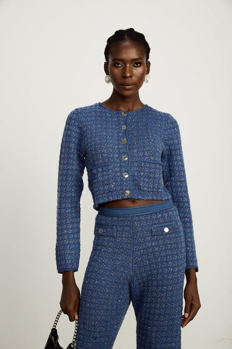 Peyton Jacket & Trousers Sequin Embellished Sapphire Blue