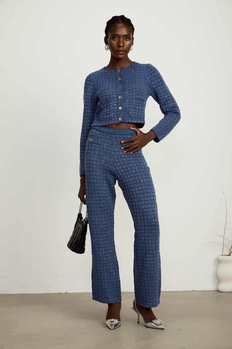 Peyton Jacket & Trousers Sequin Embellished Sapphire Blue
