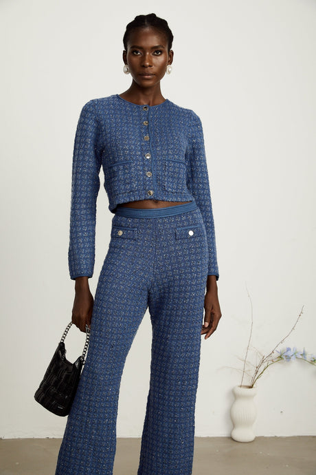 Peyton Jacket & Trousers Sequin Embellished Sapphire Blue