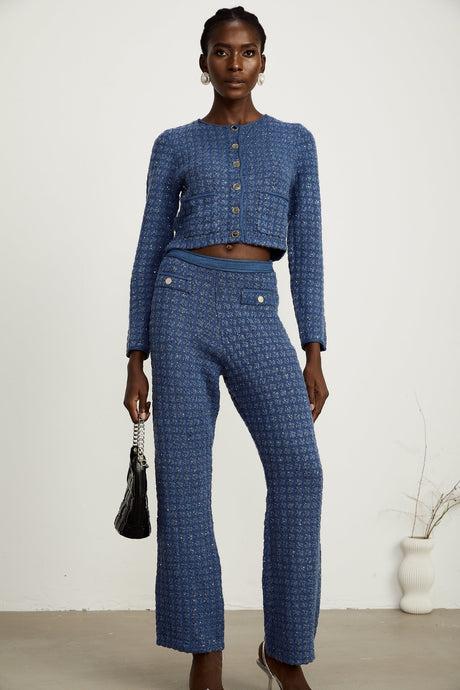 Peyton Jacket & Trousers Sequin Embellished Sapphire Blue