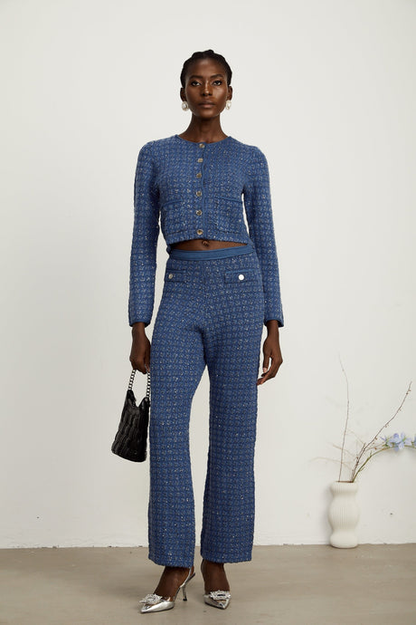 Peyton Jacket & Trousers Sequin Embellished Sapphire Blue