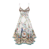 Philippine Floral Silk Midi Dress With Twist Front and Crystal Detail