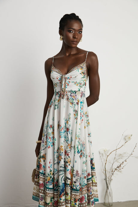 Philippine floralprint embellished midi dress