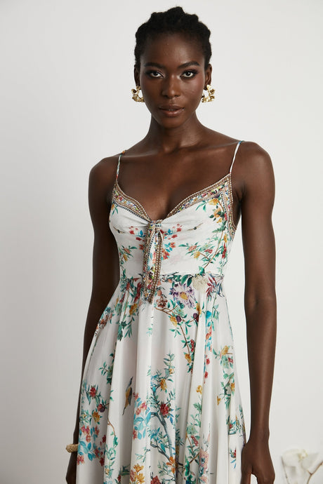 Philippine floralprint embellished midi dress