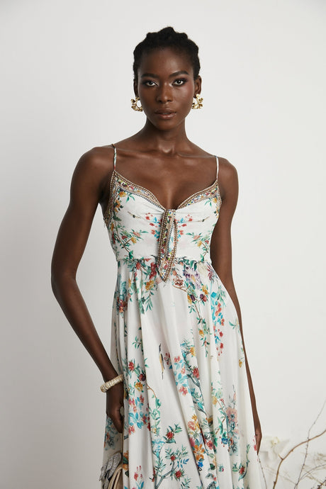 Philippine floralprint embellished midi dress