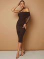 Phoebe Midi Dress - Asymmetrical Neck - Beach Ready - Bodycon Fit - Elegant Style