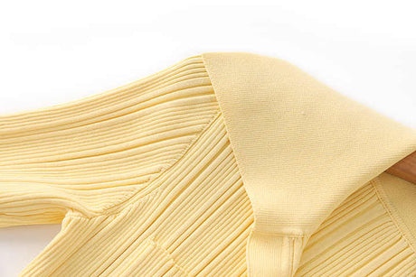 Piera Maxi Dress - Flattering Fit - Retro Collared Design - Lightweight Ribbed Knit - Versatile Styling - Trendy Flared Sleeve