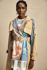 Pierina Trench Coat Contrast Belted & Patterned Edgy