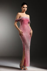 Paris Pink Dolores Rhinestone Gradient Maxi Dress