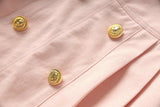 Pink High-Waisted A-Line Skirt with Double-Breasted Button Detailing