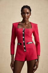 Pink long sleeve bodysuit with cutout details named Celestine