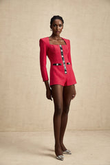Pink long sleeved bodysuit with cutout details named Celestine