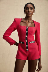Pink long sleeved bodysuit with cutout details named Celestine