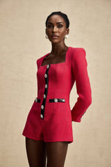 Pink long sleeved bodysuit with cutout details named Celestine