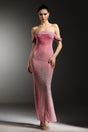Paris Pink Rhinestone Gradient Maxi Dress
