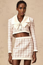 Pink tweed jacket and skirt set with check pattern named Ludivine