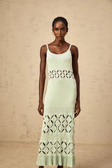 Piper Maxi Dress Green Cut - Out Pleated
