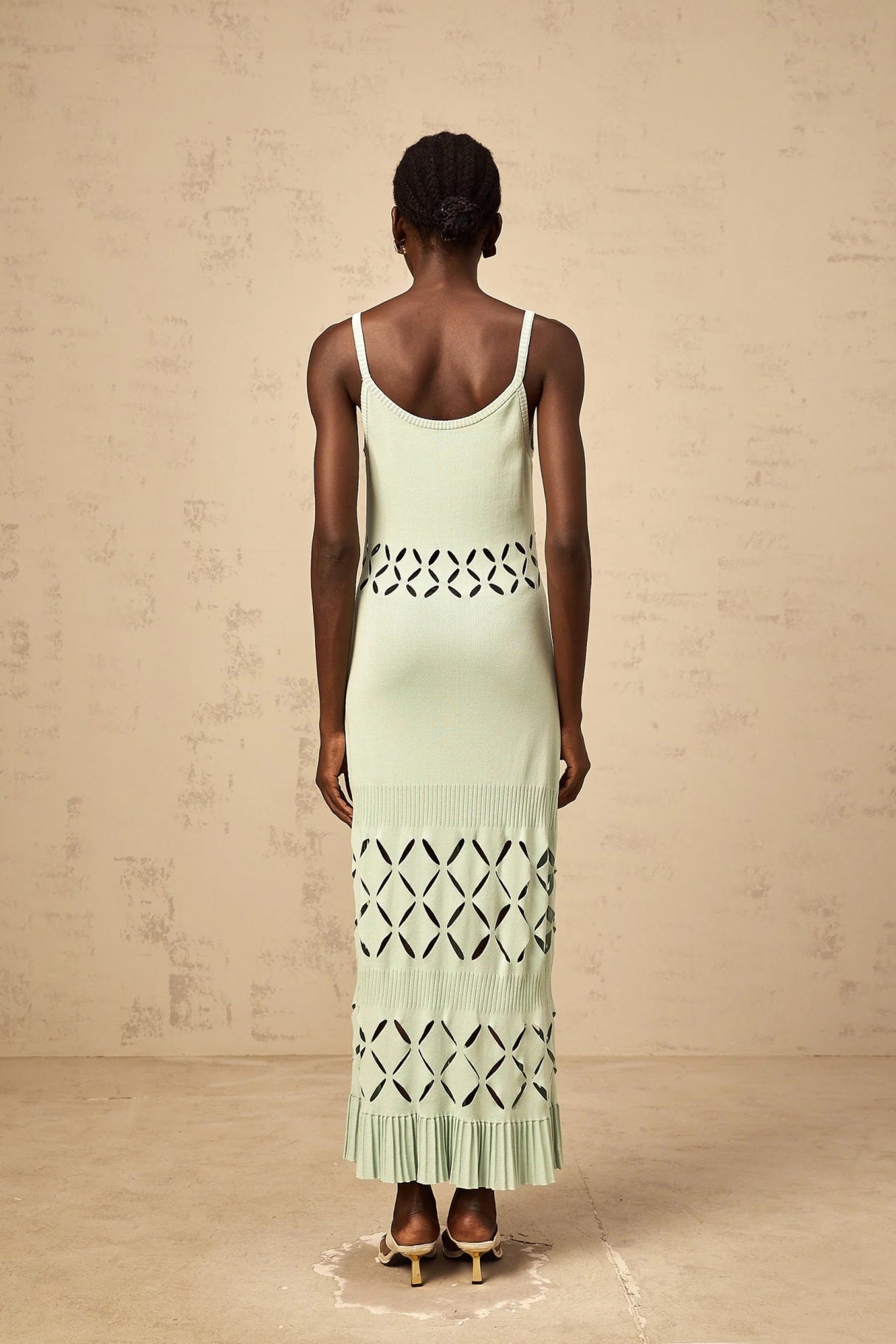Piper Maxi Dress Green Cut - Out Pleated
