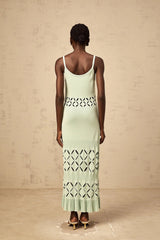 Piper Maxi Dress Green Cut - Out Pleated