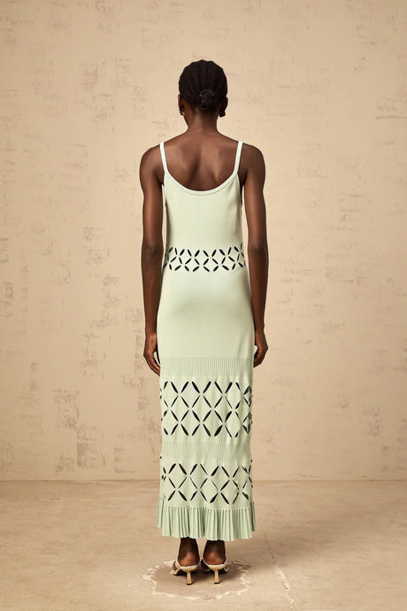 Piper Maxi Dress Green Cut - Out Pleated