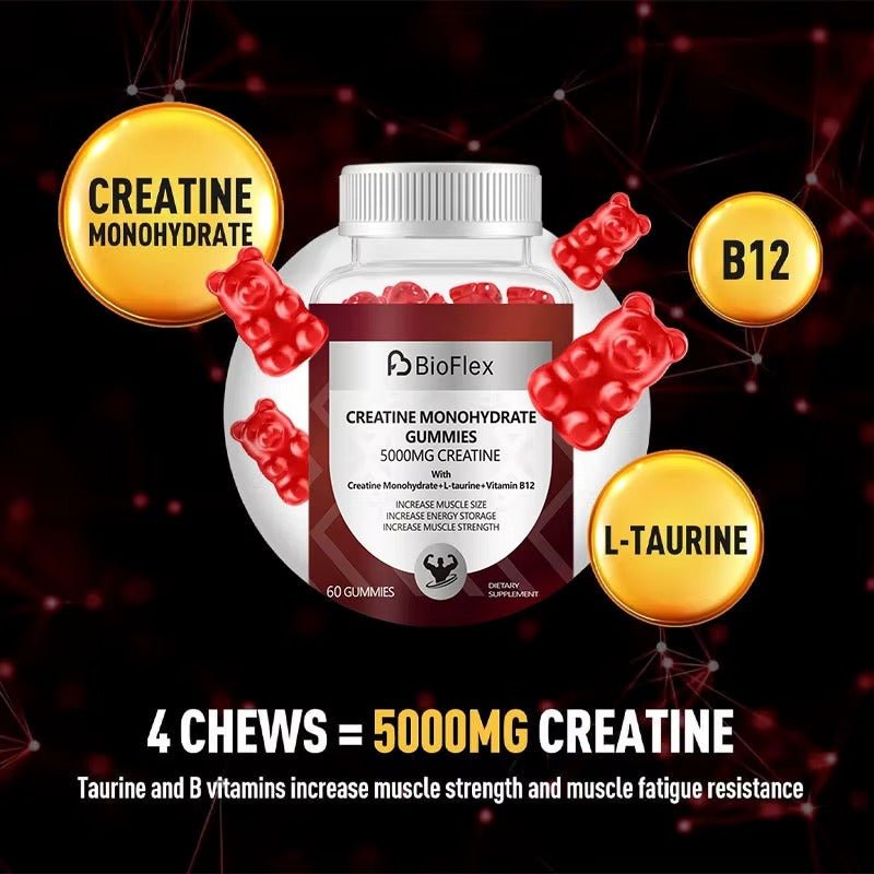 Pre - Workout 5000 MG Creatine Gummies – Monohydrate Energy & Muscle Growth Support