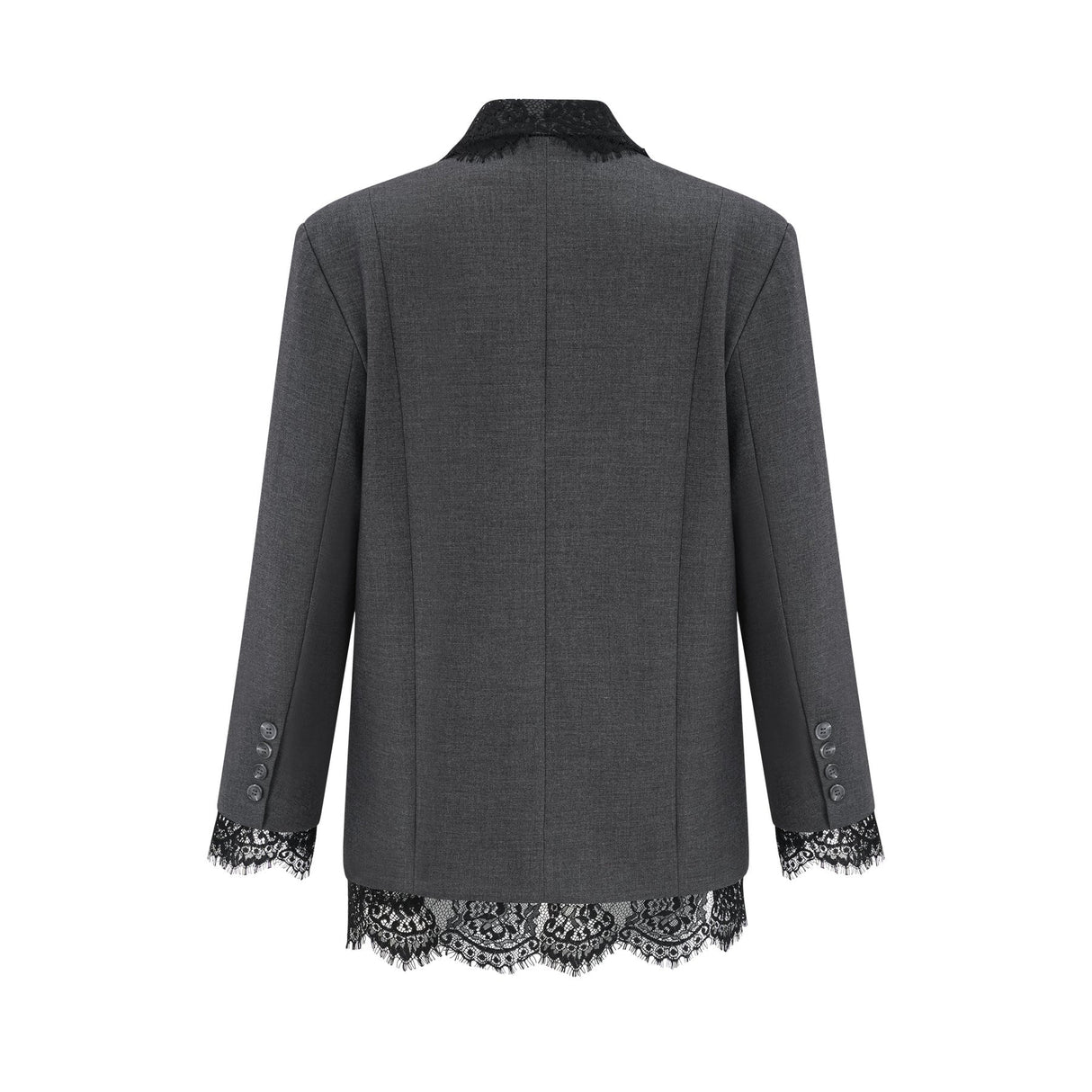 Presley Blazer Grey Lace Panel Chest Pocket Buttoned & Notched
