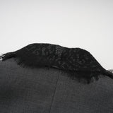 Presley Blazer Grey Lace Panel Chest Pocket Buttoned & Notched