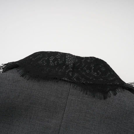 Presley Blazer Grey Lace Panel Chest Pocket Buttoned & Notched